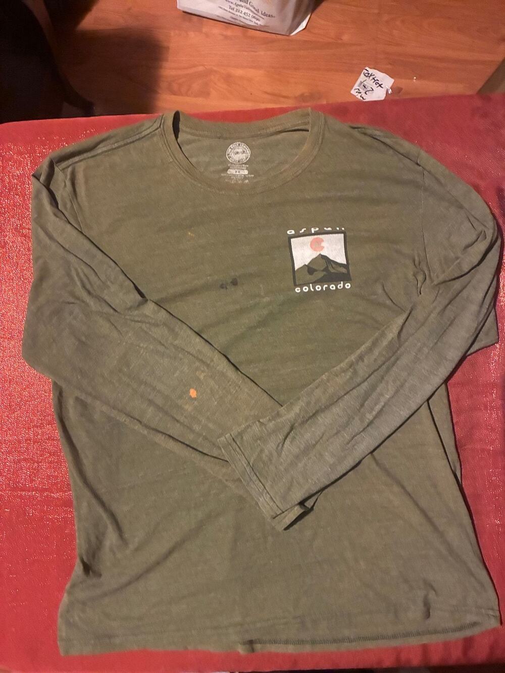 Aspen Shirt Mens 2X Long Sleeve Mountain Colorado Graphic Olive